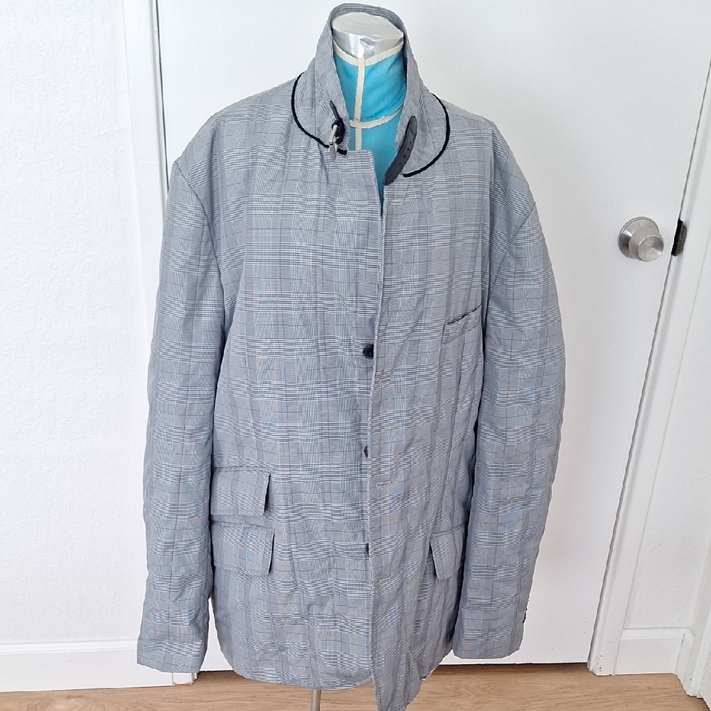 JF J.Ferrar Gray Plaid Quilted Jacket